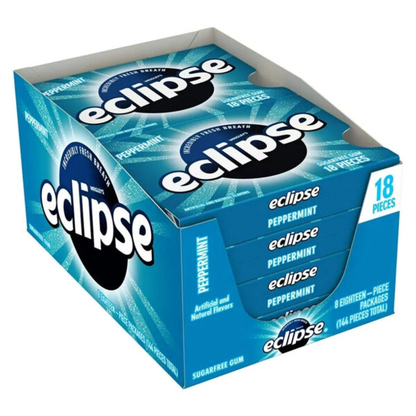 Eclipse Peppermint Sugar Free 18 Piece Gum - 8 Pack Box
